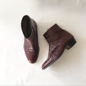 BALLY | Vintage Mens Ankle Boots Leather Side Zip Oxblood Size 8 W